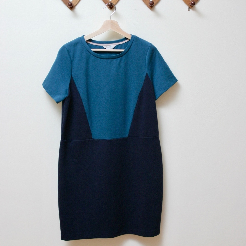 Boden Color Block Shift Dress, Turquoise + Navy